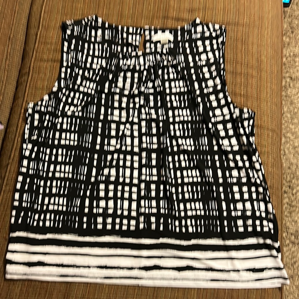 Calvin Klein Black and White Pleated Top 2X